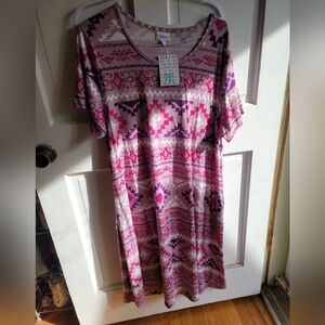 Geometric Patterned Dress in Pink and Purple